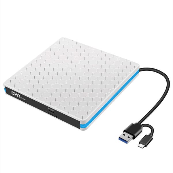 USB 3.0 eksternt optisk drev/DVD-brænder med USB C-adapter