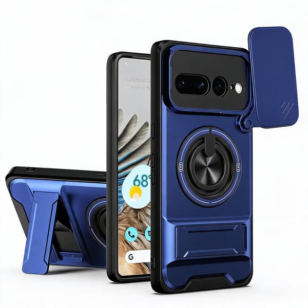 Etui til GOOGLE Pixel 11 Pro XL med skydelåge og stander Blue
