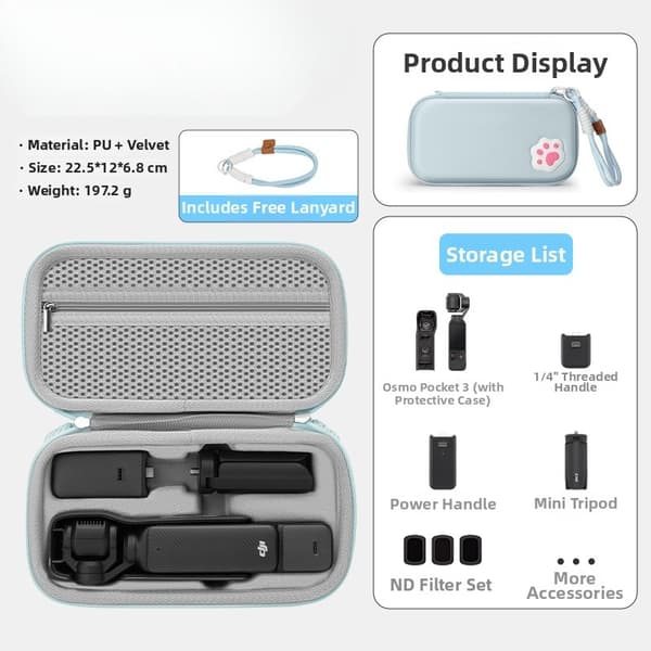 Vattentät bärbar väska för DJI Osmo Pocket 3 Stötsäker Blue