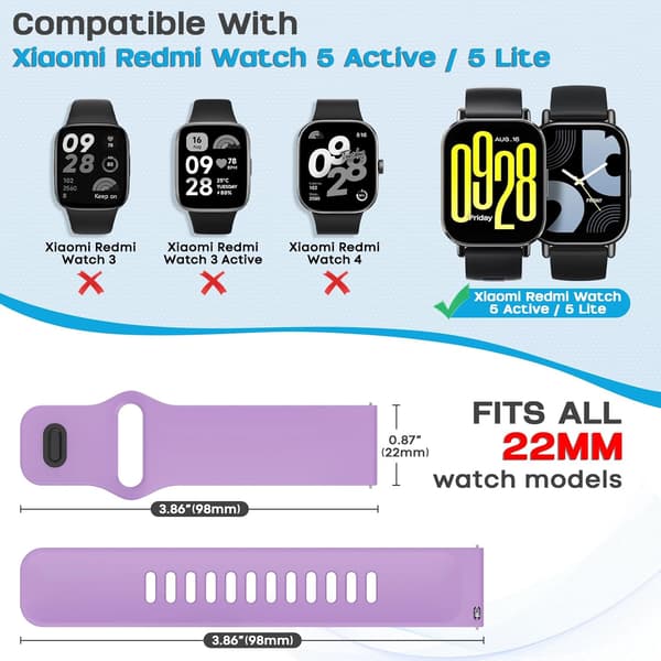 Hihna Xiaomi Redmi Watch 5 Active/5 Lite 22mm 6kpl