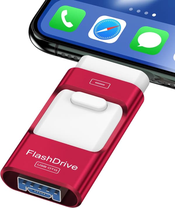 128 GB USB 3.0 Flashdrev til Android og iPhone Red