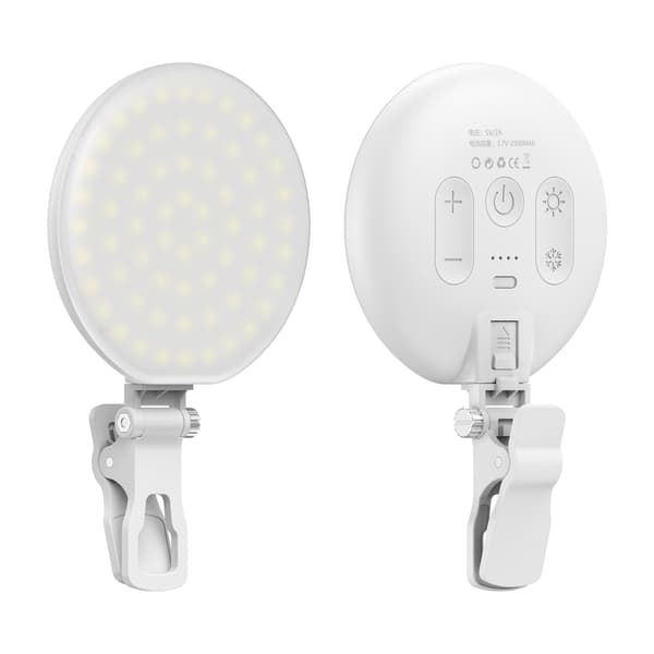 60 LED bærbar lampe med klips, 3 lysfarger for telefon/bærbar PC White