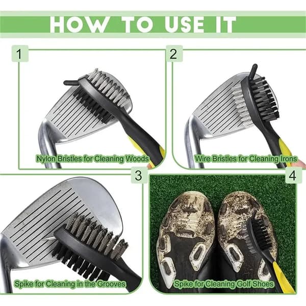 ABS golfklubbrengöringsborste, bärbar 4PC-borste
