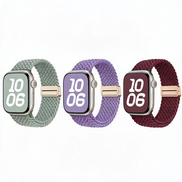 Flätat nylonband med magnetlås för Apple Watch Ultra 4 49mm (3-pack)