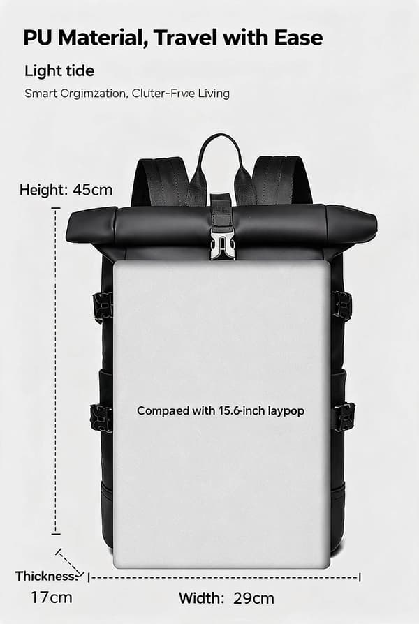 Vattentät Rolltop-ryggsäck för 15,6\" bärbar dator Gray