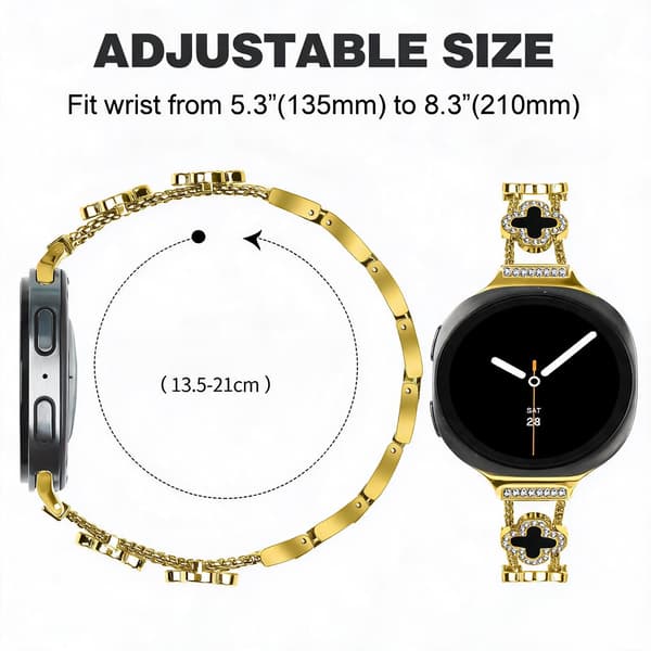 Damearmbånd til Samsung Galaxy Watch 9 (40/44 mm), elegant og holdbart Gold