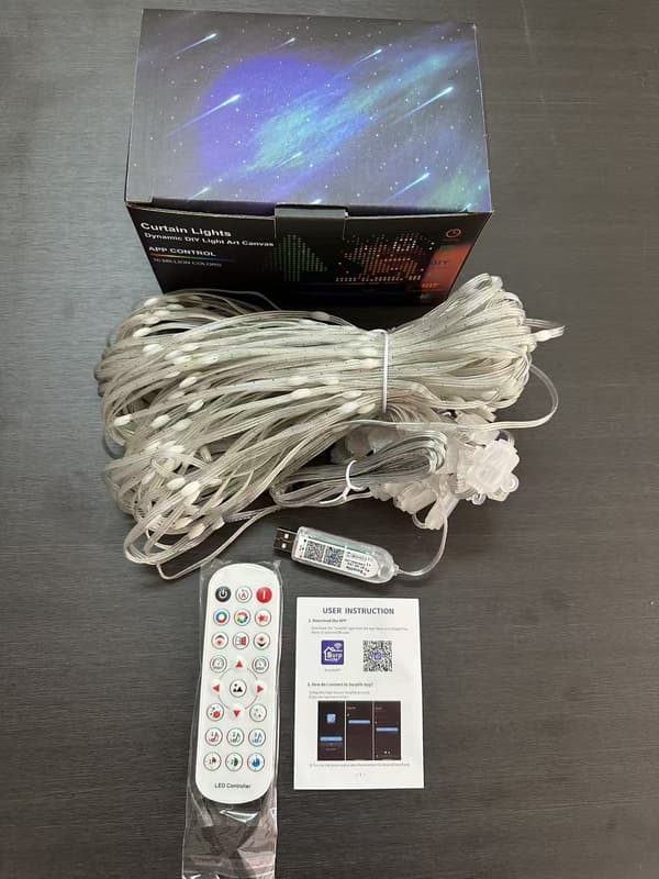 Smart Bluetooth USB RGB LED-gardinlys 400 LED'er 3x3m