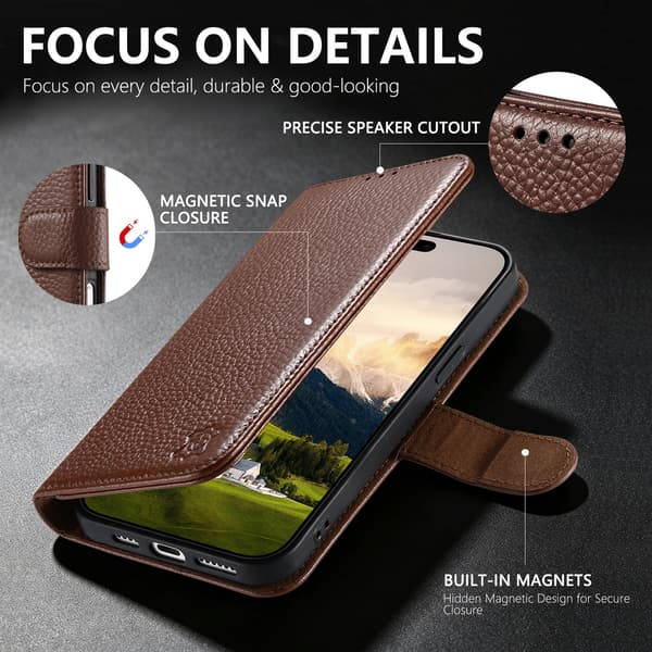 Läderfodral med lock för SAMSUNG Galaxy A57 Black