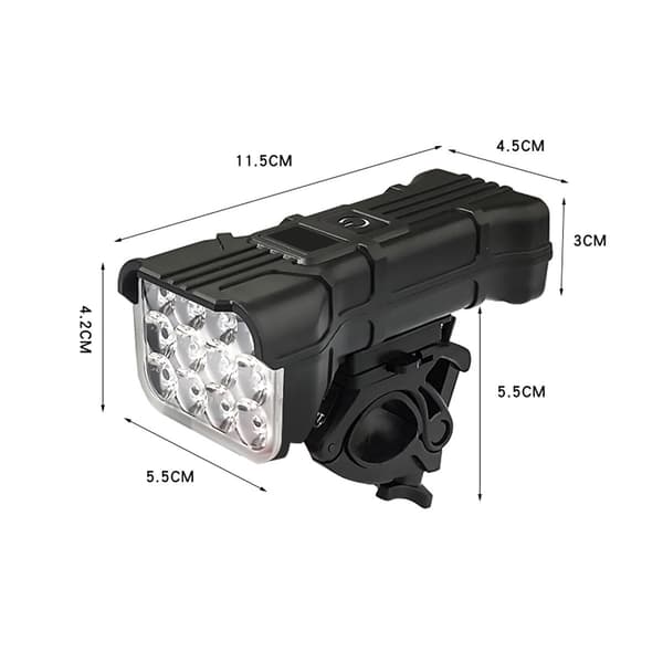 12-LED Cykellygte med Horn og Digitalt Display (USB Genopladelig)