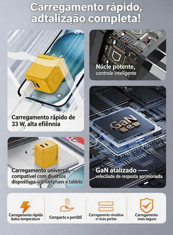 GaN 33W 2-ports oplader White