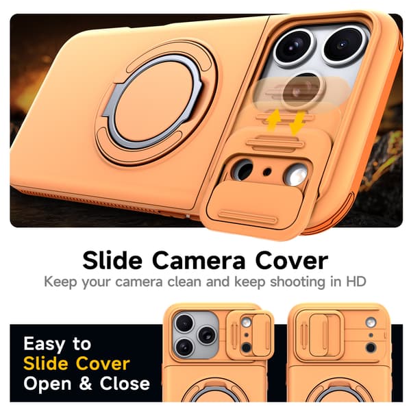Deksler til iPhone 18 Pro Max med stativ, skjult skyvekortholder og anti-fallbeskyttelse Gray