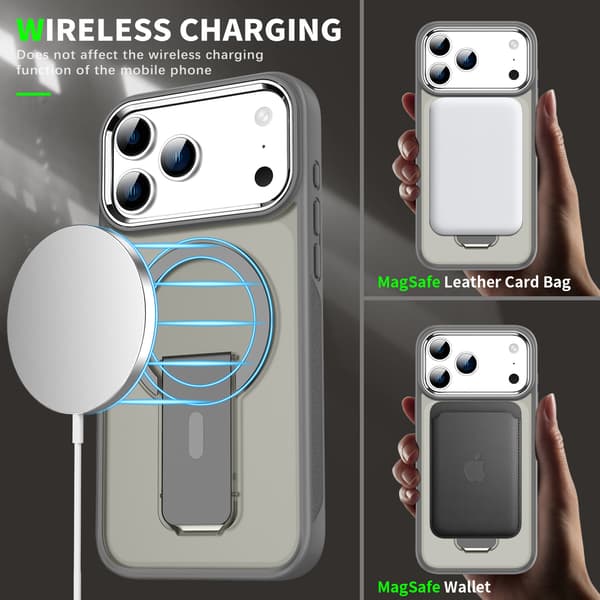 Magneettikotelo iPhone 18 Pro Maxille jalustalla Translucent Black