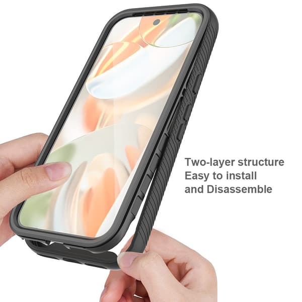 Kotelo Google Pixel 11:lle näytönsuojalla Black