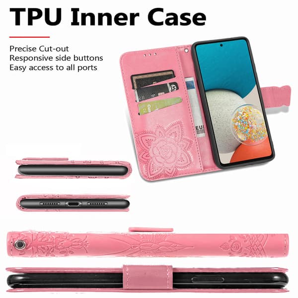 Fjärilsfodral i läder för Samsung Galaxy S26 Ultra Pink