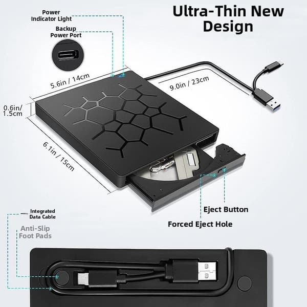 4-i-1 extern optisk enhet, DVD RW-brännare, extern USB 3.0-flashenhet