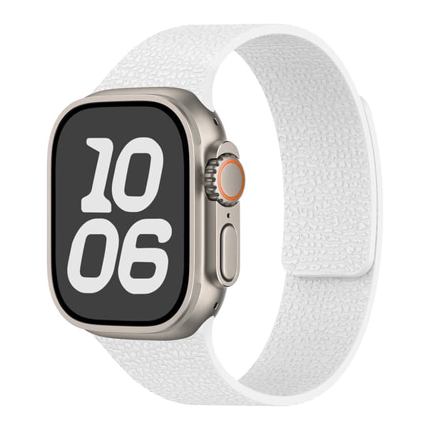 Blød magnetisk silikonerem med litchi-tekstur til Apple Watch Series 12 42mm White