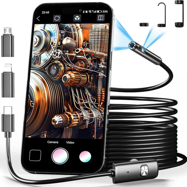 Endoskopisk boroskopkamera med dubbla linser för Android och iOS, 3,5 m kabel