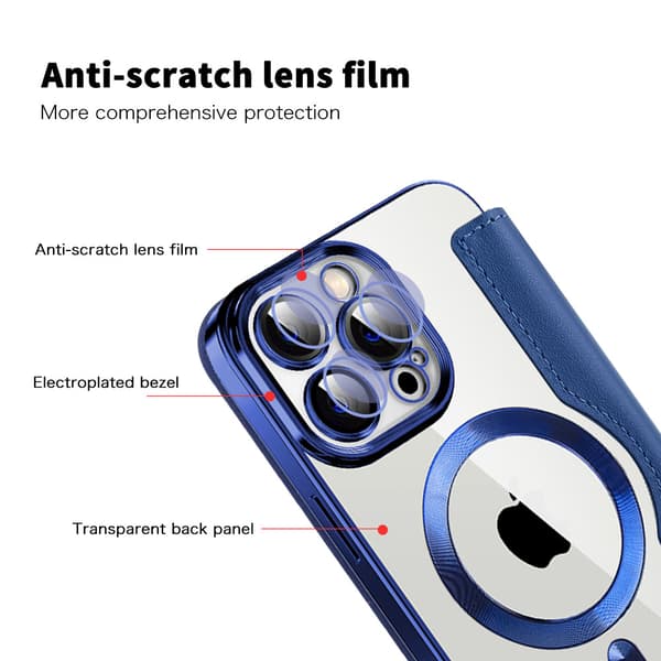 Magsafe beskyttende folio-etui til iPhone 14 Pro, holdbart Dark Blue