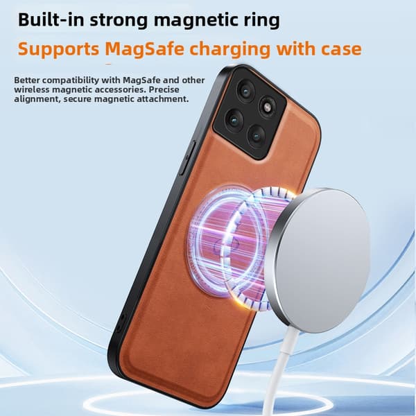 Magnetisk telefoncover med lædertekstur til Motorola Edge 70 White