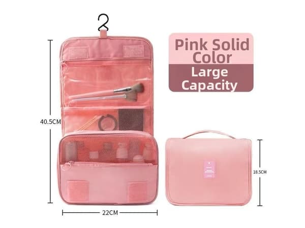 Vikbar och bärbar necessär med krok Pink
