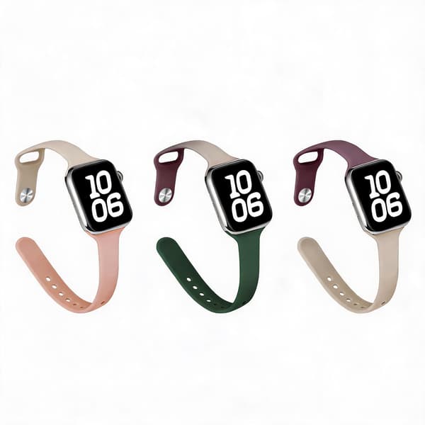 Slank silikonrem til Apple Watch Series 12 42mm (3-pakning)