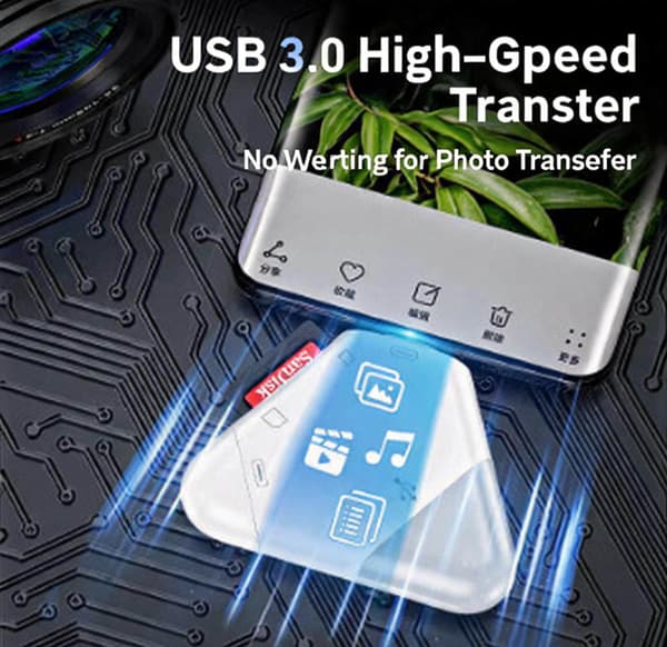 Adapter USB C/Lightning /USB A till TF/SD 3-i-1-hubb för iPhone Plug and Play Green