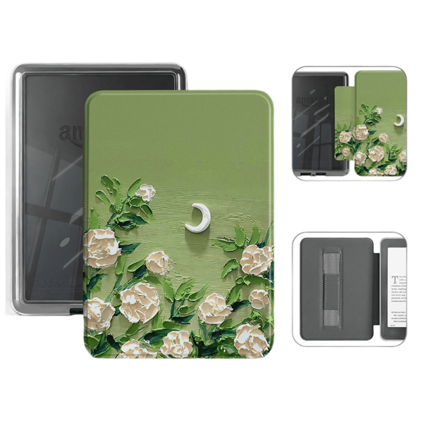Skyddsfodral för Kindle Colorsoft 7-tum (vit ros)