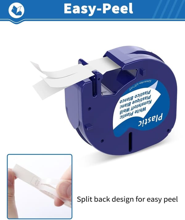Etiketbånd til DYMO LT-100H 12 mm x 4 m 5 stk. White
