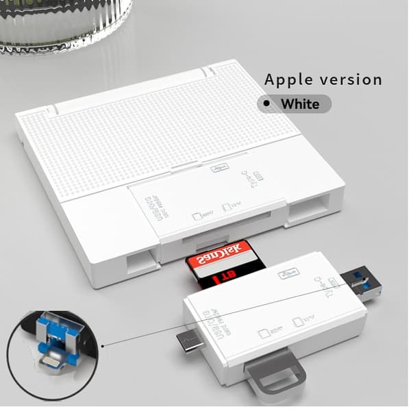 Multifunktionel kortlæser, iPhone TYPE C USB til SD TF, med opbevaringsboks Black