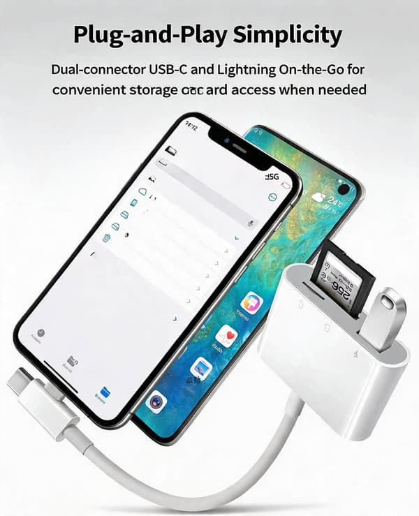 Typ-C/Lightning till USB-A/TF/SD 3-i-1-adapterkabelhubb för iPhone Plug and Play Green