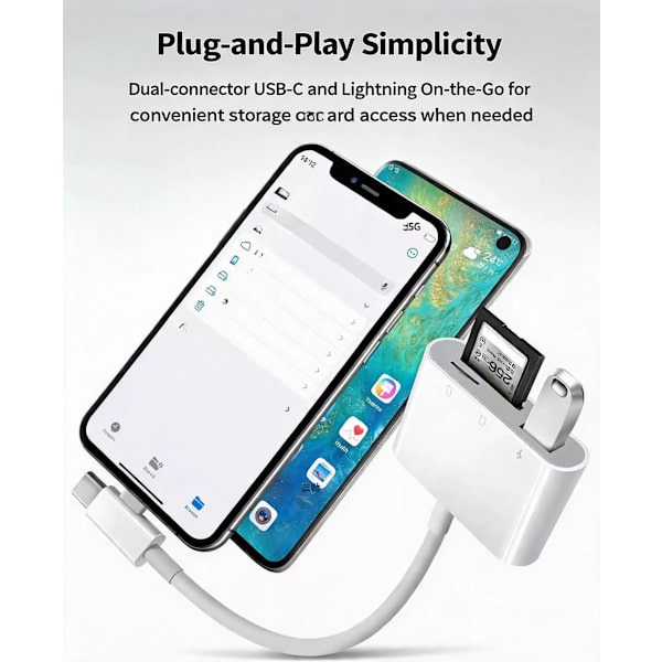 Type-C/Lightning til USB-A/TF/SD 3-i-1 adapterkabelhub til iPhone Plug and Play Green