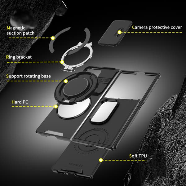 Deksler til Samsung Galaxy Z Fold8 Ultra med 360° magnetisk stativ og kamerabeskyttelse Silver