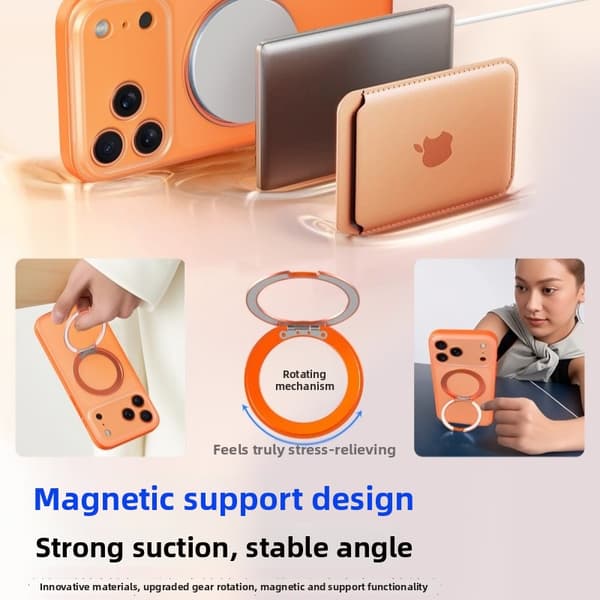 Etui til iPhone 17 Pro Max med blød silikonekant, MagSafe og 360° stander White