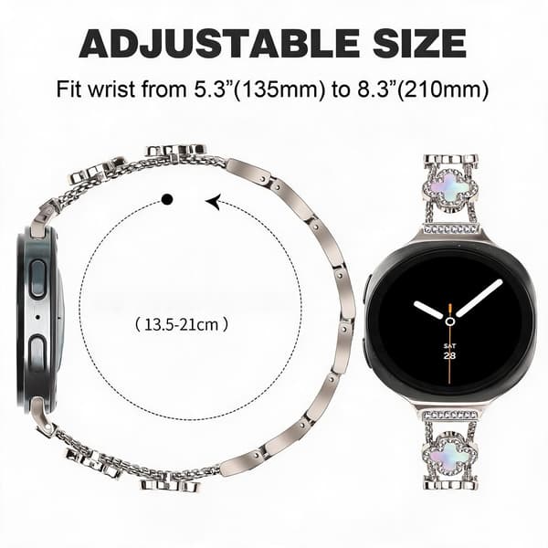 Damearmbånd til Samsung Galaxy Watch 9 (40/44 mm), elegant og holdbart Starlight