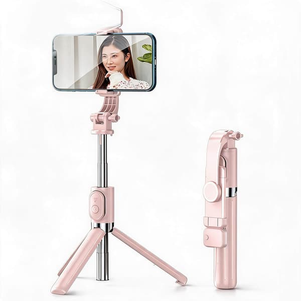 Selfiepinne 1M uttrekkbar Bluetooth Pink