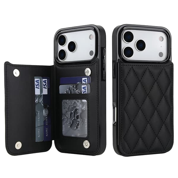 Plånboksfodral för iPhone 18 Pro med korthållare – Skyddande läderfodral Black