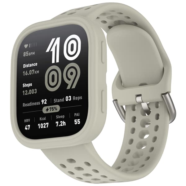 Urrem til Amazfit Bip6 silikonerem + etui sæt Gray