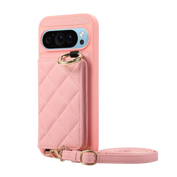 Diamantmønstret deksel med lang snor til Google Pixel 11 Pink