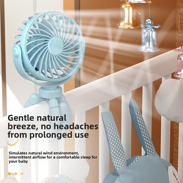 Bærbar 500mAh ventilator til barnevogn, 360° klips, 3 hastigheder White
