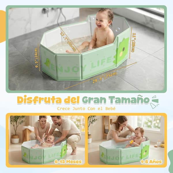 Sammenklappelig pool 75x45x23cm, babypool til hunde dinosaur