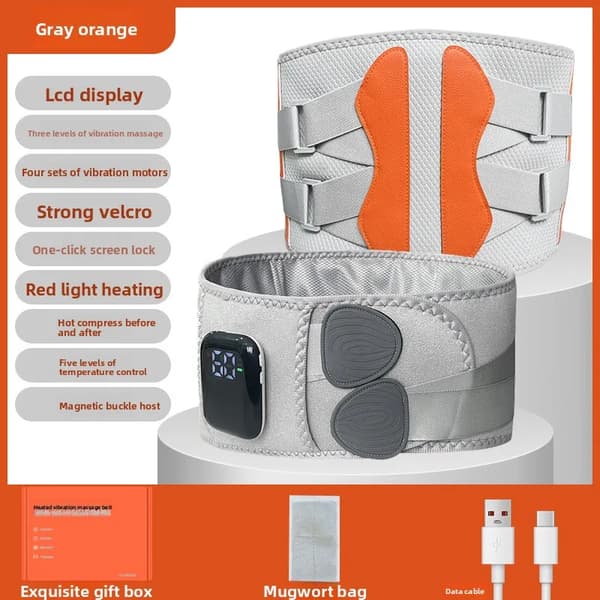 Uppvärmd midjebälte, varm kompress midjemassager Gray