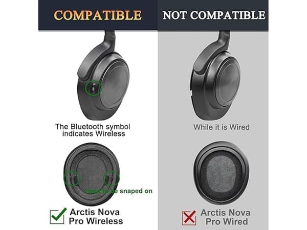 Hodetelefonpute for Steelseries Arctis Nova Pro Wireless, øreputer med Nova Wireless Mf Preto