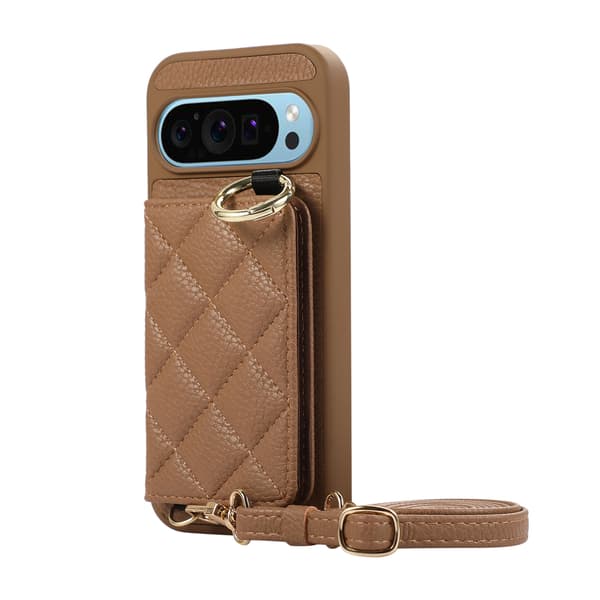 Fodral med diamantmönster och lång snodd för Google Pixel 11 Brown