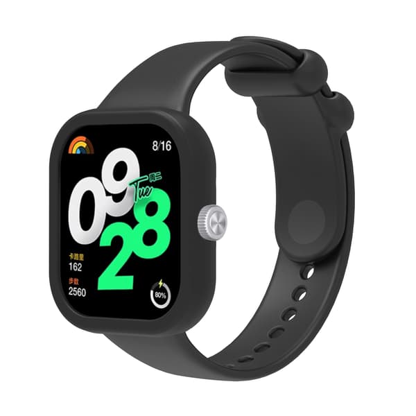 Urrem til Redmi Watch 4 urrem + silikone beskyttelsesetui sæt Black