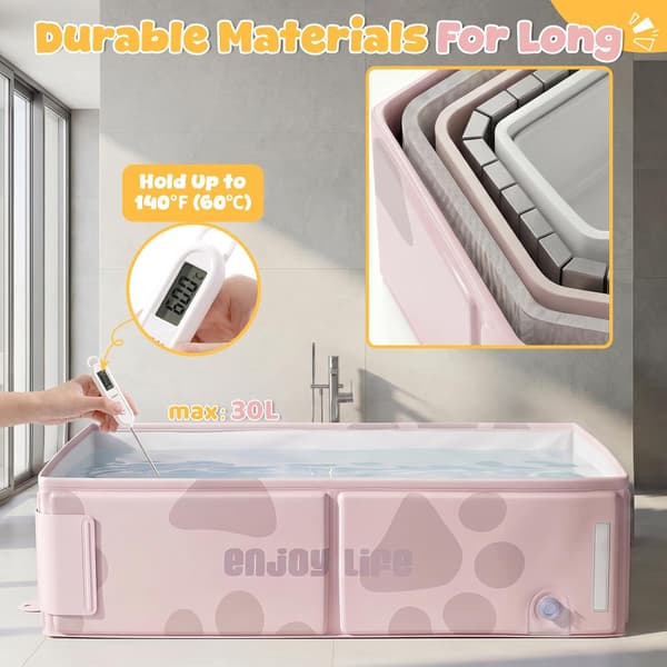 Sammenklappelig pool 76X40X21cm, babypool til hunde Pink