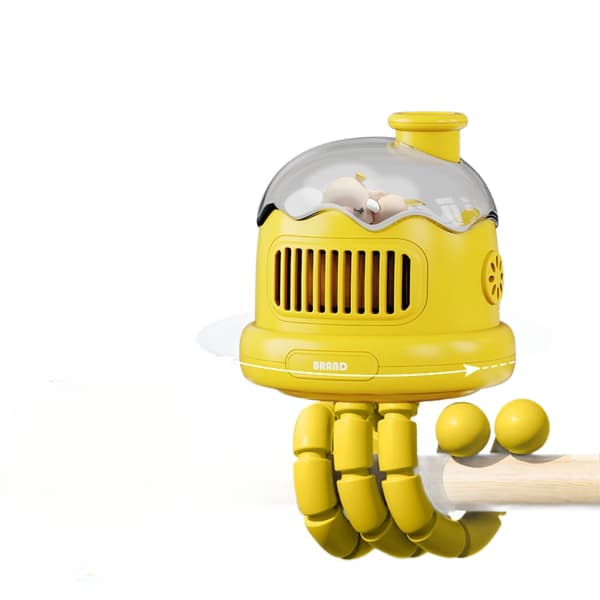 Bærbar 3000mAh ventilator til barnevogn, 360° klips, 3 hastigheder Yellow