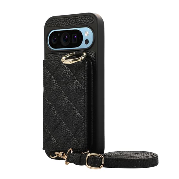 Fodral med diamantmönster och lång snodd för Google Pixel 11 Black