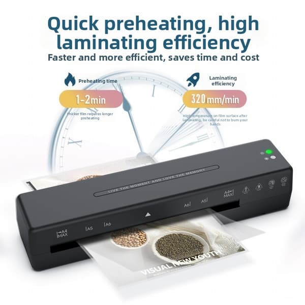 A4-laminointilaite 220V 320 mm/min valkoinen