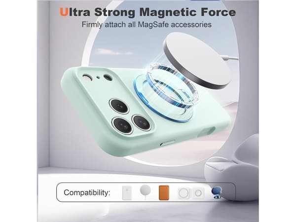iPhone 18 Pro Max-deksel med magnetisk stativ, MagSafe-kompatibel silikon Green