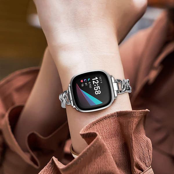 Stilig damearmbånd til Fitbit Versa 3/Versa 4/Sense Silver
